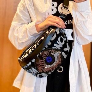 Rhinestone Graffiti Crossbody Bag